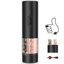 2in1 Electric Salt and Pepper Grinder Set, USB Rechargeable, Automatic Salt and Pepper Mill Shakers with LED Light