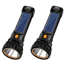 2X Torcia LED Multifunzione Solare/Ricaricabile, Impermeabile, con Luce Stroboscopica di Emergenza, Cavo di Ricarica USB, Ricarica Rapida