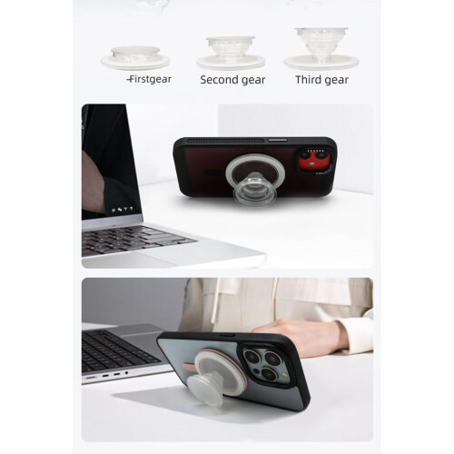 Magnetic Phone Stand with Air Cushion Protection, Adjustable Foldable Base, Transparent Design 2