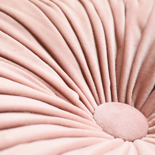 Round Floor Pillow Solid Color Pleated 38x10cm 1