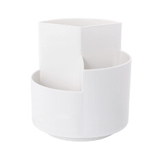 Rotating Pen Holder Multipurpose 3 Divided Slots Revolving Pencil Cup Stationery Pen Organizer for Office Home White