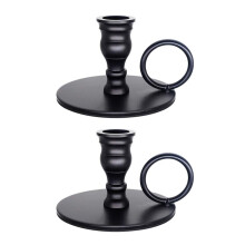 2 Stuks Draagbare Matzwarte Kandelaars, Metalen Kandelaar, voor Bruiloft, Verjaardag, Diner, Barparty Decoratieve Kaarsen