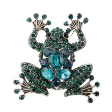 Green Frog Brooch Women Party Anniversary Jewelry Shiny Rhinestone Brooches Bouquet Women Vintage Animal Brooch Pin
