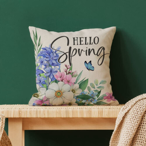 Housses de Coussin de Printemps 18 X 18 Ensemble de 4 DéCorations de Printemps de Ferme Home Spring Throw Pillows Spring Home Decor 1