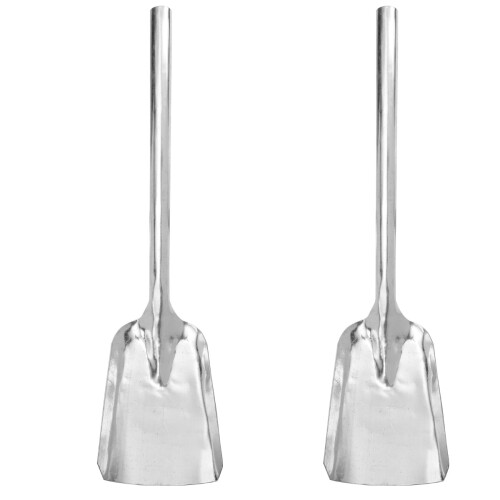 2Pièces Pelle À Charbon Cendres Acier Résistant Couleur Argent 1