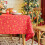 Red Rectangular Christmas Bell Snowflake Tablecloth 2