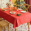 Red Rectangular Christmas Bell Snowflake Tablecloth 5