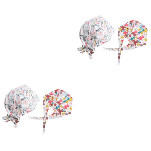 4Pcs Comfortable Cotton Oil Resistant Working Hats Multicolor 2