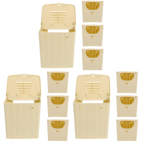12Pcs Khaki Hanging Bird Nesting Box Plastic Hut for Small Pet Birds 1