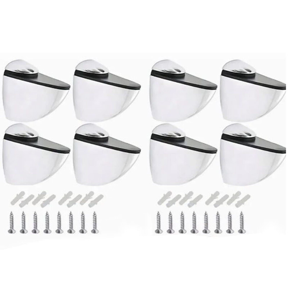 8Pcs Adjustable Glass Shelf Brackets And Clamp Holders For Secure Wall Mount Shelves, Durable Zinc Alloy 9310869802907