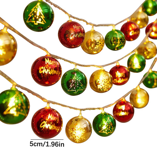 Cordão de luzes de Natal LED com bolas de neve (6m) 2