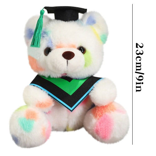 Graduation Bear White Plush Bear 9 inch with Hat 1