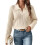 Damen Zopfmusterpullover Langarm V-Ausschnitt Pullover Tops Lässige Pullover Shirts Herbstmode Outfits Aprikose S 1
