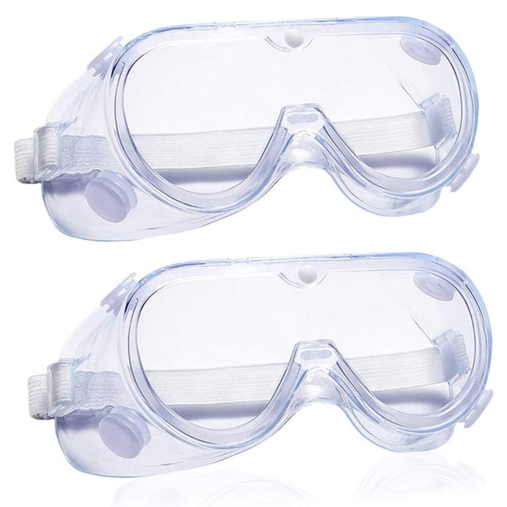Antifog Safety Glasses Over Glasses Face Shield, Clear Dustproof Adjustable Protective Goggles 2 Pack 9310869803225