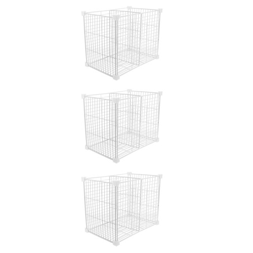 3Pcs White Metal Freezer Organizer Bins Wire Storage Baskets for Home 2