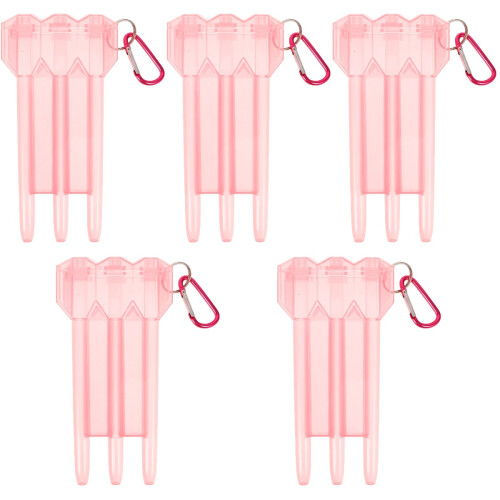5Pcs Lightweight Pink Plastic Case with Carabiner for Darts 1