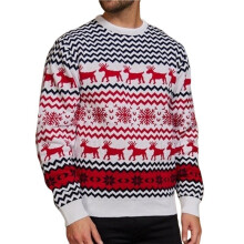 Couples' Casual Christmas Sweater Raglan Sleeve Crew Neck Knitted Pullover Comfy Warm Fall Tops White (Men) S