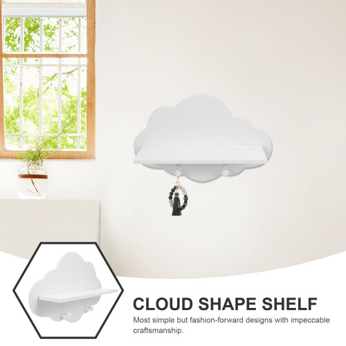 Wooden Cloud-Shaped Floating Shelf, White, 35x23x10cm 1
