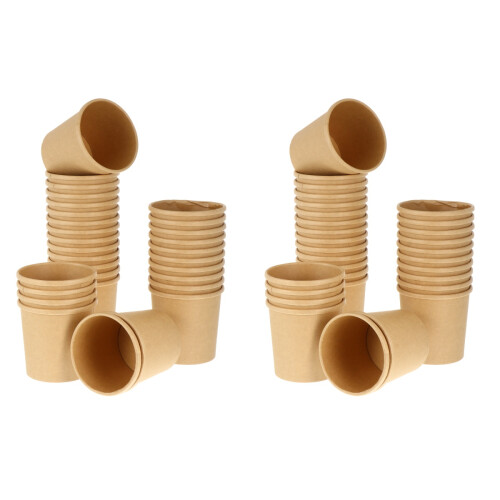 100Pcs Pe Material Khaki Paper Cups Snack Fruit 1