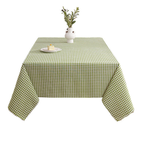 Plaids Designs Polyester Tablecloth for Dining-150 180cm Green