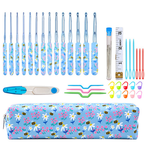 12Pcs Aluminum Crochet Hook with Soft Ergonomic Handle