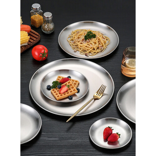 Barbecue and Dinner Plate Set Brushed Stainless Steel Matte 2