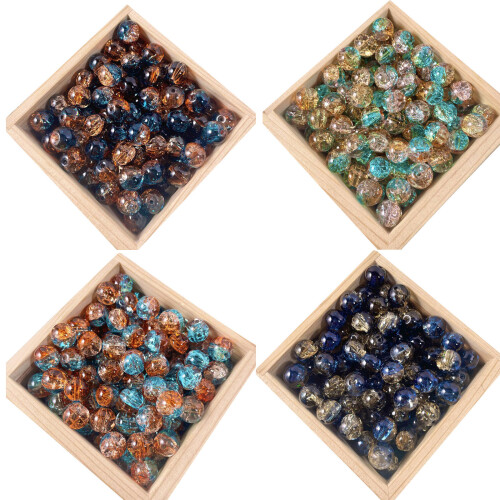 50Pcs Multicolored Round Beads Clear Sparkling Glass Beads-A 2