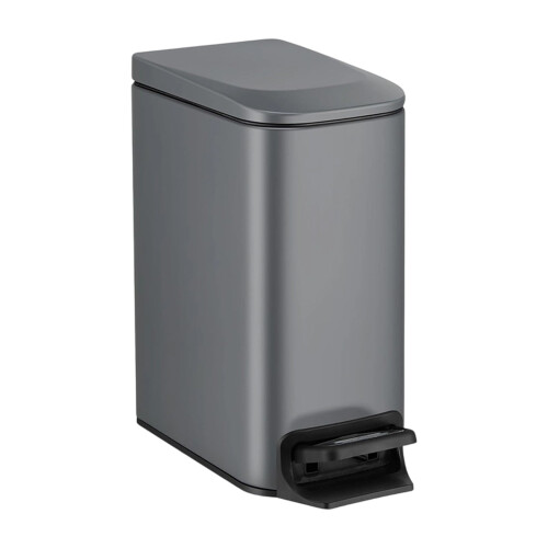Noiseless 6L Foot Pedal Bin Slim Trash Can For-Light Grey