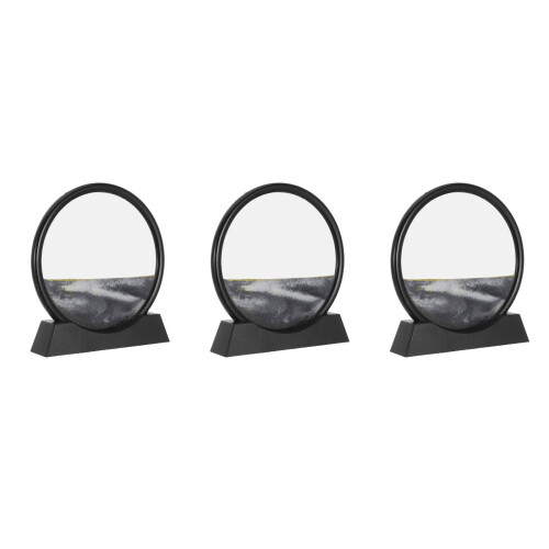 3Pcs Black Flowing Sand Art Picture Creative 3D Sandscape Decor 1