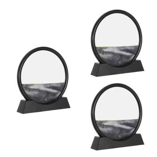 3Pcs Black Flowing Sand Art Picture Creative 3D Sandscape Decor 2