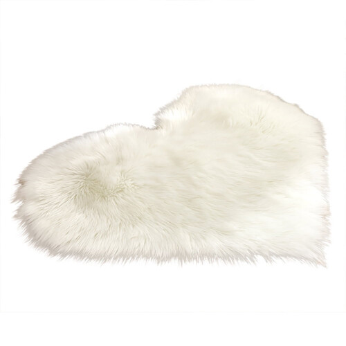 Plush Heart-Shaped Non-Slip Area Rug White 1