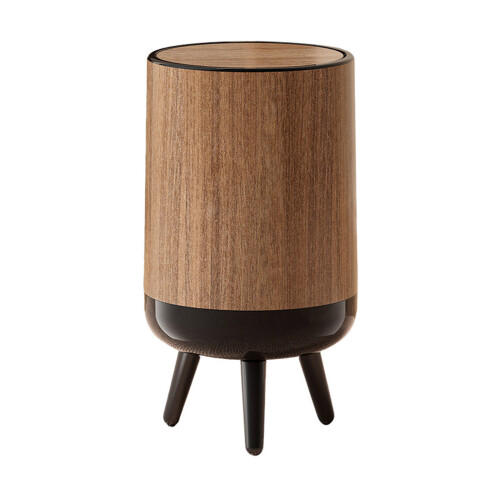 High Legged Waste Bin Plastic Wood Grains Trash Can-With cover