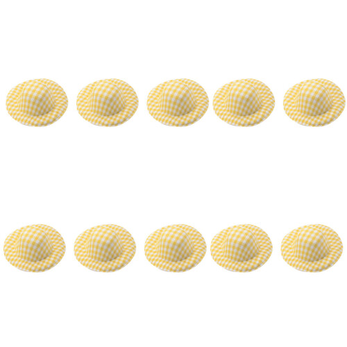 10Pcs Unpainted Hat Blank 5.8cm Soft Fabric Hat Sewing-Yellow
