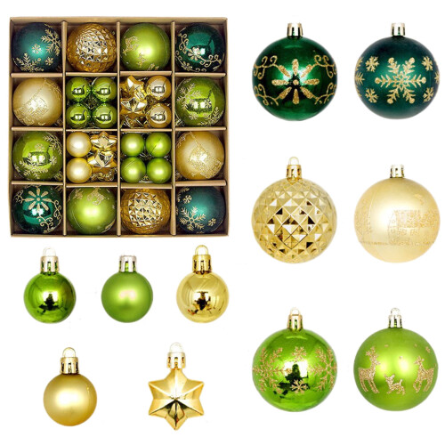 Christmas Dark Green and Gold Decorations 44 pcs 1