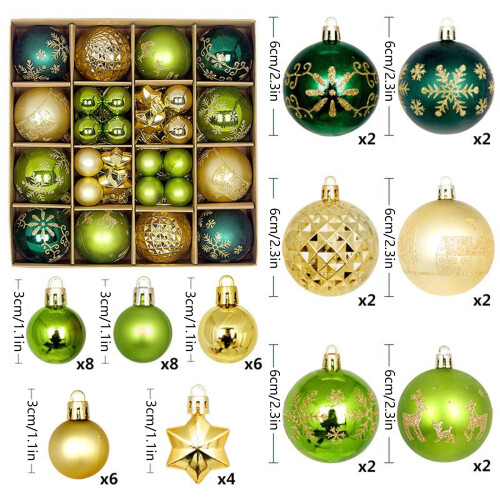 Christmas Dark Green and Gold Decorations 44 pcs 2