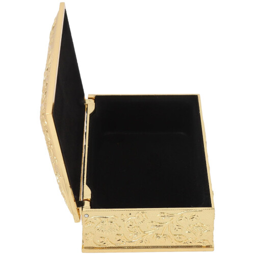 Classical Antique Style Metal Trinkets Case With Hinged-Gold