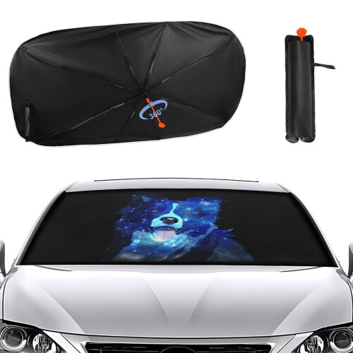Border Collie Car Windshield Sunshade Foldable Umbrella Heat Insulation UV Protection for Front Window