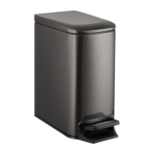 Noiseless Pedal Operated Waste Basket 6L-Black Titanium