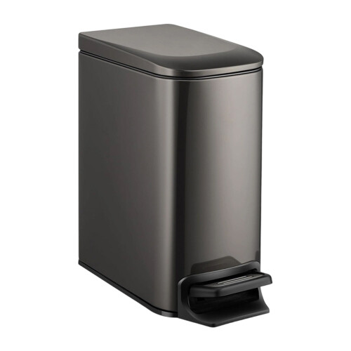 Noiseless Pedal Operated Waste Basket 6L-Black Titanium