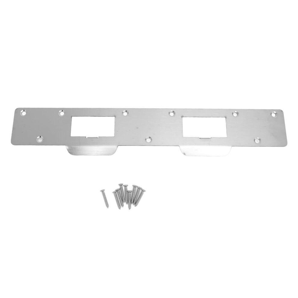 Heavy Duty Door Reinforcement Plate 11In White, Steel Security Strike Plate With 9 Screws For 5.5Â6In DualâHole Doors 9330225799740