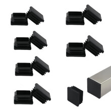 Square Tubing End Caps 2x2 Plastic Tube Inserts for Fence Posts and Furniture Legs, Ribbed Heavy Duty 12 Pack