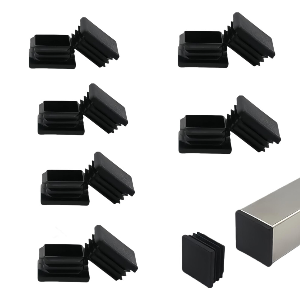Square Tubing End Caps 2X2 Plastic Tube Inserts For Fence Posts And Furniture Legs, Ribbed Heavy Duty 12 Pack 9310869804970