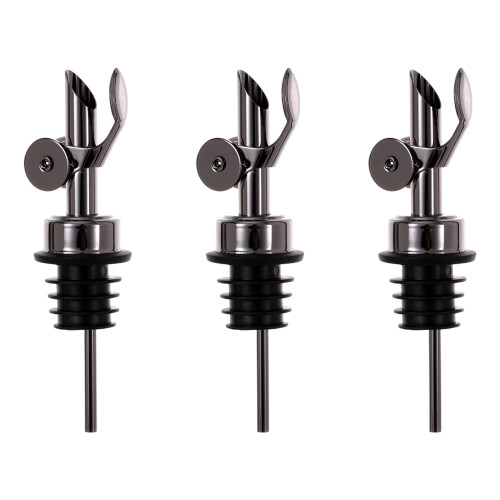 3Pcs Auto Sealing Wine Pour Spouts Rustproof-Gun black