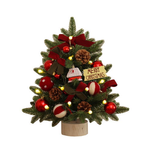 Flocking Beads Mini Christmas Tree Red 45cm