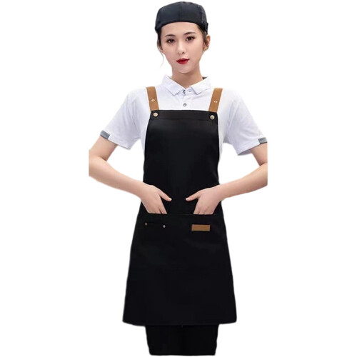 Industrial Restaurant Apron With Water Resistant Coating-Black
