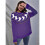 Damen Lässiger Strickpullover mit Geister-Print, Langarm, Rundhalsausschnitt Lila S 2