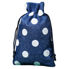 Bolsa de regalo navideña con cordón, de algodón y lino, con copo de nieve.
