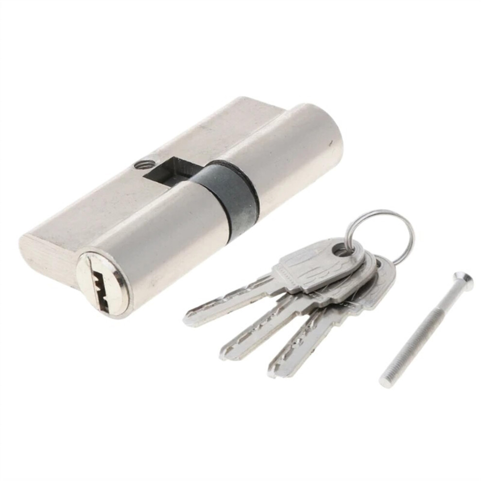 Antitheft Euro Profile Door Lock Cylinder 90Mm Aluminum Security Replacement With 4 Keys Silver Finish 9330225800477