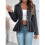 Elegant Women Blazer Business Work Office Peplum Hem Jacket Open Front Herringbone Coats Black M 4
