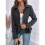 Elegant Women Blazer Business Work Office Peplum Hem Jacket Open Front Herringbone Coats Black M 6